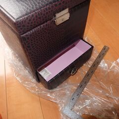 新品未使用 メイクボックス 小 ブラウン コスメボックス ケース ミラー 鏡 化粧 K02-32の画像