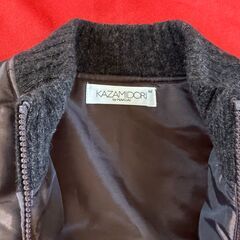 KAZAMIDORI by NAIGAI ニット袖 中綿ブルゾン M ダークブラウン×チャコール レディースの画像