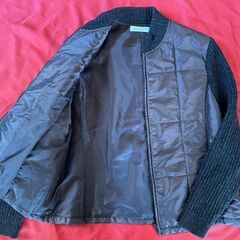 KAZAMIDORI by NAIGAI ニット袖 中綿ブルゾン M ダークブラウン×チャコール レディースの画像