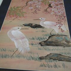 [1741] 白鷺 藤の花 掛軸 古美術 絵画 掛け軸の画像