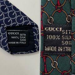 GUCCI グッチネクタイ2本セットレギュラータイシルク絹イタリア製メンズmen’s男性用、紳士green グリーン緑色系blue ブルー青色系の画像