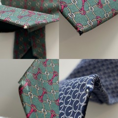 GUCCI グッチネクタイ2本セットレギュラータイシルク絹イタリア製メンズmen’s男性用、紳士green グリーン緑色系blue ブルー青色系の画像