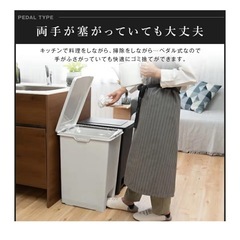 【45Ｌ白黒セット】フタ付きゴミ箱の画像