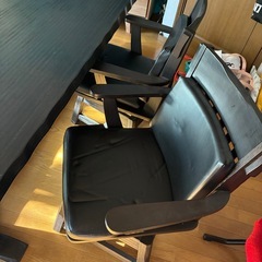 回転椅子　木製 無垢材 和モダン　ダイニングテーブル椅子セットの画像