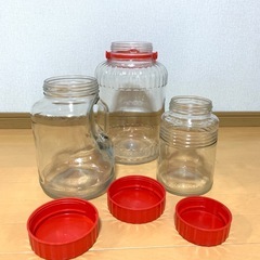 【昭和レトロ】 果実酒瓶瓶3本セット梅酒瓶 保存瓶 ガラス瓶 保存容器の画像