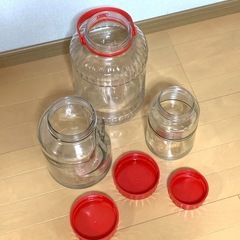 【昭和レトロ】 果実酒瓶瓶3本セット梅酒瓶 保存瓶 ガラス瓶 保存容器の画像