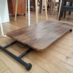 ★リユースのサカイつくば店★TK7354  折りたたみテーブル ダークブラウン H11～71×D55×W100 クリーニング済みの画像