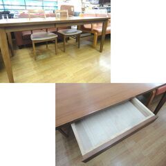 4人掛けダイニングセット テーブル幅170㎝ ブラウン系 イス4脚 ニトリ ロレインシリーズ 引き出し収納付き 食卓セット 西岡店の画像