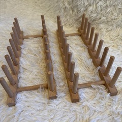 ☆未使用品☆ディッシュラック　食器立て　ディッシュスタンド　木製　2個セットの画像