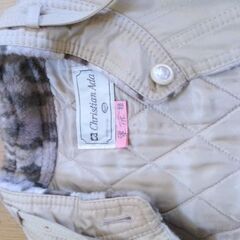 婦人ロングコート　ブランド　イトキン　クリスチャン　アーダ　ベージュ　裏キルティング　裏一部縁ヒョウ柄ボア　の画像