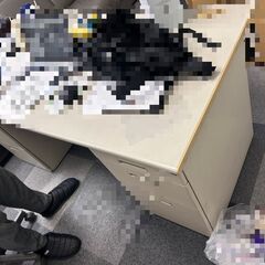 オフィス用スチールデスク（横160cm・引き出し付き／鍵なし）【3,000円】の画像