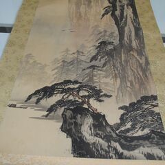 [1742] 彩色山水 尺五立 掛軸 絵画 古美術 掛け軸 風景の画像