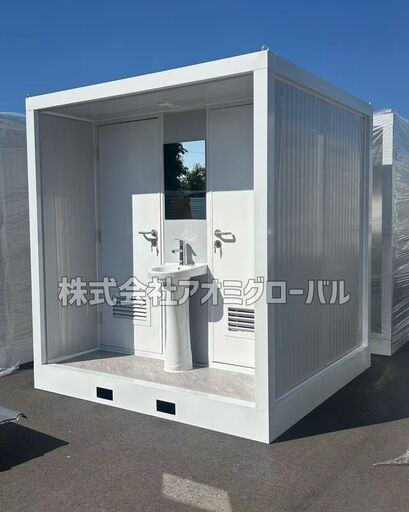 ✨新品未使用✨ 2室分離型トイレ＆シャワーユニット ?? 水洗タイプ／屋外設置OK／換気扇＆照明付き！