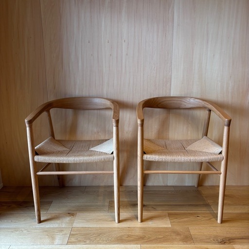 ※12/2迄！【無印良品】★美品★オーク材ペーパーコードアームチェア 2脚セット