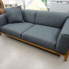 3人掛けソファ オットマン付き 幅197㎝ ダークグレー系 北欧風 ファブリックソファ カウチソファ 3シーター 西岡店の画像