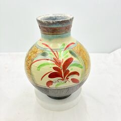 【❗️✨現状品✨❗️】レトロ壺／花文様／高さ約29cm　陶器 壺 つぼ アンティーク風 インテリアにも◎の画像