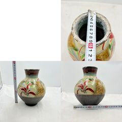 【❗️✨現状品✨❗️】レトロ壺／花文様／高さ約29cm　陶器 壺 つぼ アンティーク風 インテリアにも◎の画像