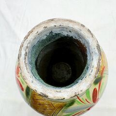【❗️✨現状品✨❗️】レトロ壺／花文様／高さ約29cm　陶器 壺 つぼ アンティーク風 インテリアにも◎の画像