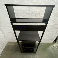 【ジモティ限定特価】 キッチンラック レンジラック ブラック PCラック キッチン収納 A0869Gの画像