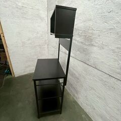 【ジモティ限定特価】 キッチンラック レンジラック ブラック PCラック キッチン収納 A0869Gの画像