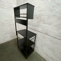 【ジモティ限定特価】 キッチンラック レンジラック ブラック PCラック キッチン収納 A0869Gの画像