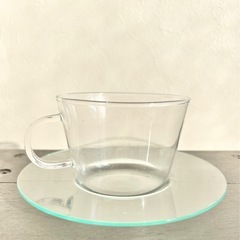 IKEAガラスソーサー＆カップ2個セットの画像