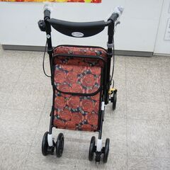 未使用品 島製作所 スカイウォーカーS 花柄 赤系 シルバーカー 歩行補助車 折りたたみ【モノ市場安城店】013の画像