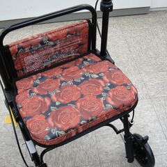 未使用品 島製作所 スカイウォーカーS 花柄 赤系 シルバーカー 歩行補助車 折りたたみ【モノ市場安城店】013の画像
