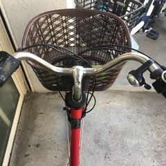 地域限定送料無料　パナソニック　ビビ　DX　8,9AH　子供乗せ　赤　パスウィズ　アシスタ　神戸市　電動自転車の画像