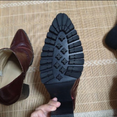 ダークブラウン レザー アンクルブーツ ヒール 24cmの画像