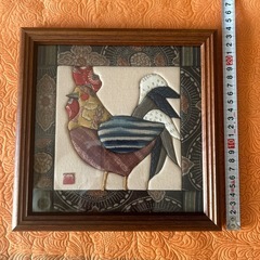 ハンドメイド きめ込みパッチワーク  　古布風鶏の画像