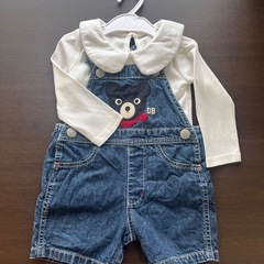 ミキハウス　ダブルビー　デニムロンパース　サイズ70〜80センチ　ロンTセットの画像