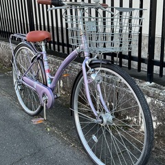 ＜ピカピカ超美品車＞コロネット・ノエル・27インチ自転車・外装6段変速 LEDオートライト・パープル 鍵付きの画像