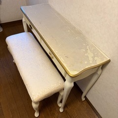 コンソールテーブル　椅子つき　テーブル　飾り棚　ディスプレイテーブルの画像