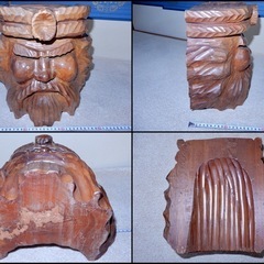 【古品】木彫りアイヌ顔置物　高さ30cm超の画像