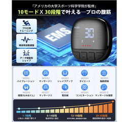 💪【新品未使用】EMS腹筋ベルト PROモデル LED表示 10モード30段階 3Dシリコン導電 ジェル不要 カロリー表示 Type-C充電 男女兼用 筋トレ ダイエット お腹引き締め EMSベルト 腹筋パッド トレーニング器具の画像