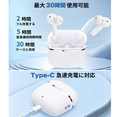 🎧【新品未使用】ワイヤレスイヤホン Bluetooth5.4 HI-FI音質 IPX7防水 小型軽量 タッチ操作 30時間再生 高音質 片耳/両耳 通勤 通学 スポーツ WEB会議 iPhone Android 対応 イヤホン ブルートゥースの画像