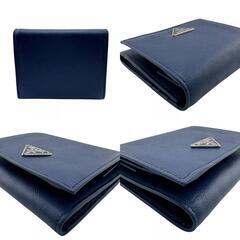 プラダ PRADA 三つ折り財布 サフィアーノ 三角ロゴプレート M176 ROYALの画像