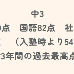 【中２生必読】　中３生が１年間で５４点アップ！！の画像