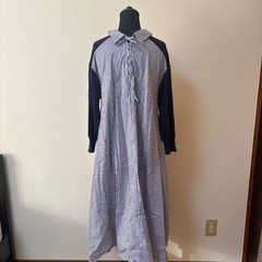 C'EST MOIJEU FEMME ストライプの長袖ワンピースの画像