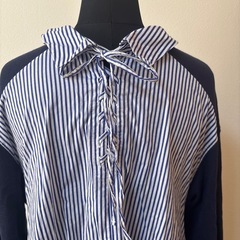 C'EST MOIJEU FEMME ストライプの長袖ワンピースの画像