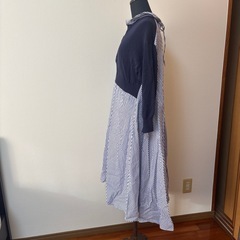 C'EST MOIJEU FEMME ストライプの長袖ワンピースの画像