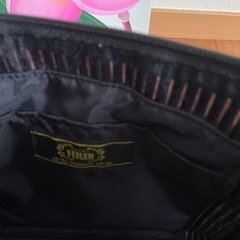 【FEILER】花柄刺繍 ハンドバッグ 黒の画像