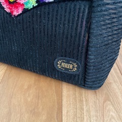 【FEILER】花柄刺繍 ハンドバッグ 黒の画像