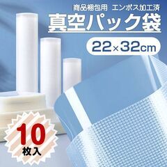 真空パック袋 22×32cm 10枚セット 真空パック機専用 袋タイプ 切れ目付き 真空 密封 シールバッグ 大きい Lサイズ 液体OK エンボス加工 家庭用 業務用 お得の画像