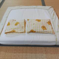 ベビー布団セット①【無料！0円】 二つ折りベビー敷布団　シーツ　敷カバー　防水シート　ベビー枕の画像