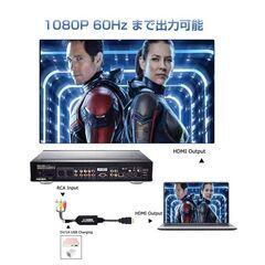 RCA HDMI 変換器 RCAオス hdmiオス変換アダプター1080P av hdmi 変換ケーブル 1.8メートル コンバーター コンポジット テレビ モニター接続の画像