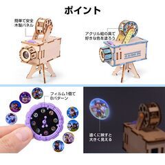 工作キット ミニ映写機 模型 投影機 フィルム 組み立て簡単 プロジェクター おもちゃ 子供 小学生 自由研究 夏休み 冬休み 図工 DIY 理科 プレゼント 知育玩具の画像