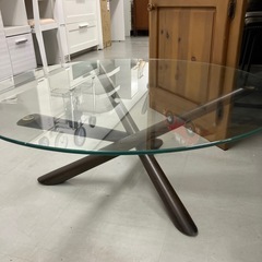 【NOCE】ブランド家具　センターテーブル　丸テーブル　円　ローテーブル　ガラステーブル　コーヒーテーブル　インテリア　サイドテーブル　リビング【81×81高34.5】の画像