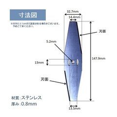 電動草刈り機用 スチールブレード 替刃 ステンレス 厚さ0.8mm 長さ147.9mm 部品 交換 長い 刃 替え刃 予備 パーツ 専用 金属刃 刈払機 芝刈り機の画像